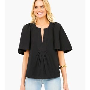 Black Finley Flutter Sleeve Top by Pomander Place